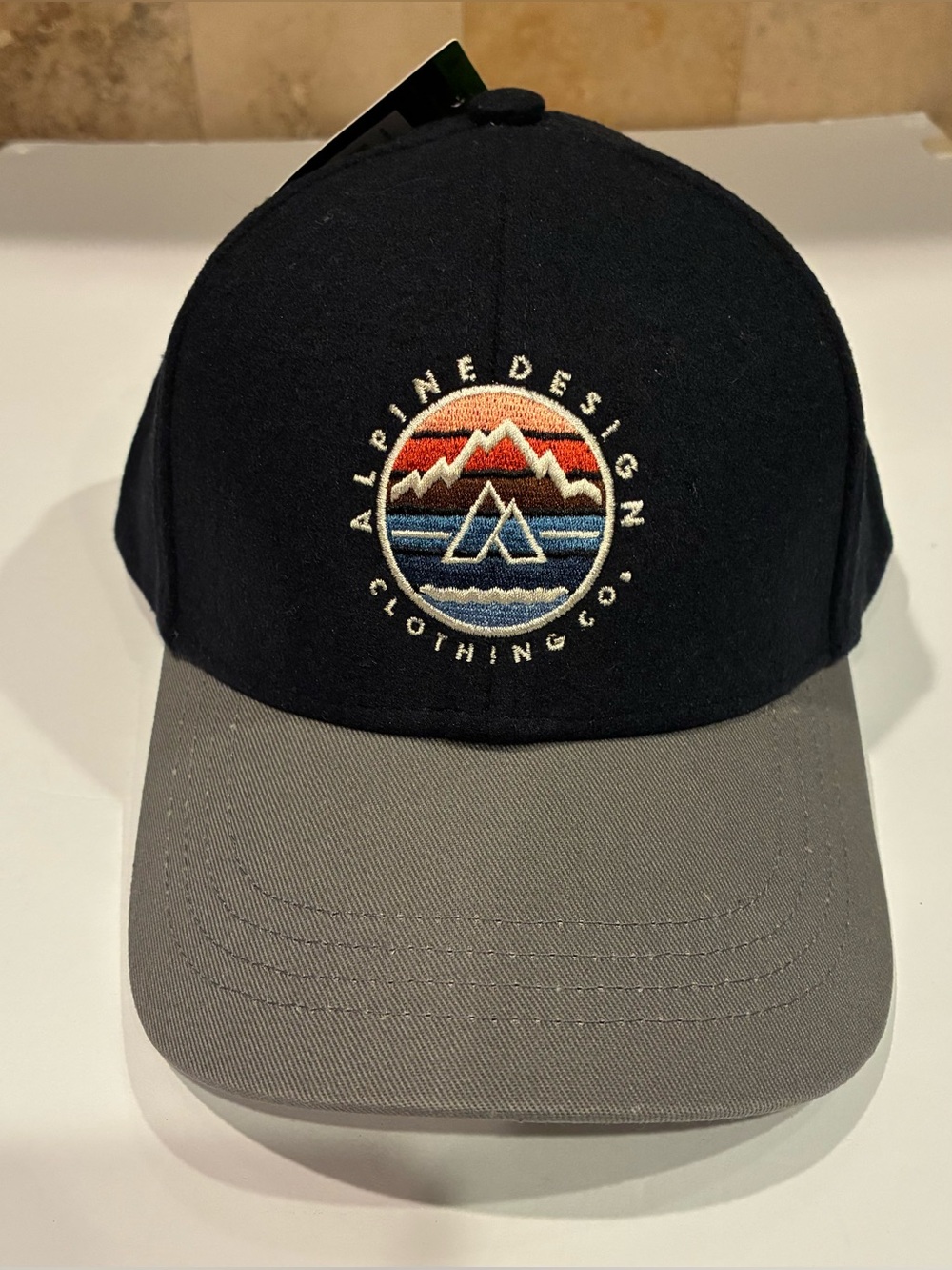 Alpine Design Snapback Hat Navy Blue Gray Mountain Logo Wool Blend NWT OSFA